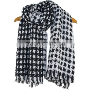 Women Soft Fringe Winter Plaid Cashmere Scarf thumbnail-6