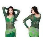 Modest Breathable Deep Green Belly Dance Bra Tops Under Bust Sheer With Belly Cover thumbnail-1