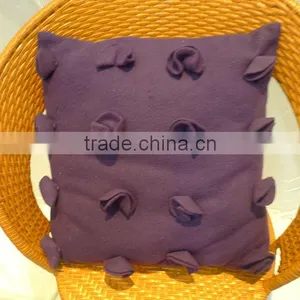 Hot Sell Soft Purple Color 3D Flowers Polar Fleece Fabric Cushion thumbnail-1