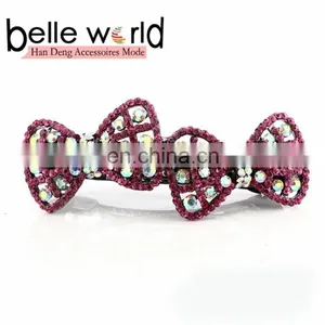 2015 Latest Fashion Bow Rhinestone Barrette Hair Clip thumbnail-1