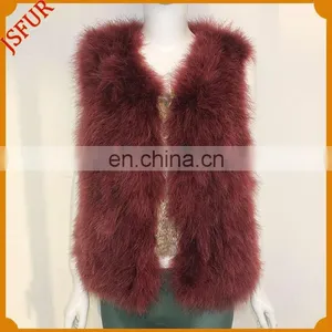 2015 Newest Design Brief Style Women Real Turkey Feather Vest Spring Coat thumbnail-1