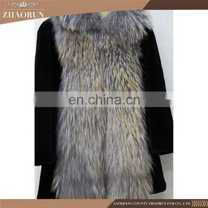 Wholesale Black Rex Rabbit Fur Coat Garment Rex Rabbit Fur Jacket With Raccoon Fur Hood thumbnail-2