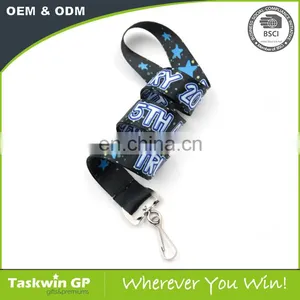 Custom Sublimation Polyester Blue Lanyards With Logo Heat Transfer for Exhibiton thumbnail-4