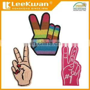 New Fabric Peace Fingers Win Heat Transfer Embroidery Clothes Patches thumbnail-1