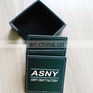 Leather Coaster Printing Company Name and Logo Design Promotional Gift Pvc Square Leather Coaster thumbnail-1