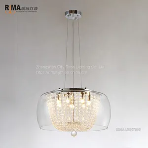 Modern K9 Round Crystal Ceiling Lights Kitchen Glass Pendant Light for Dinning Room thumbnail-2