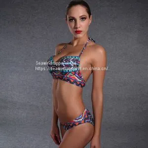 Sexy Mature Women Push Up Bikini, High Waist Two Piece Swimwear thumbnail-3