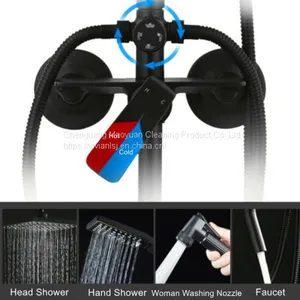 Black Color Big Rainfall Shower Set Woman Shower Sprayer Bathroom Head Shower thumbnail-4
