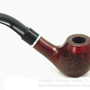 135mm Length Wooden Resin Short Tobacco Pipe With Small Black Line-dot Head for Smoking thumbnail-3