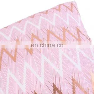 100% Cotton Geometric Wave Pink Home Indoor Decorative Square Throw Pillow Covers for Sofa Bedroom thumbnail-4
