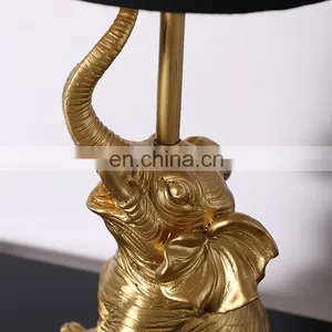 New -arrival Nordic Style Modern Golden Elephant Shape Design Deck Light Home Decor Bedside Resin Table Lamps thumbnail-4