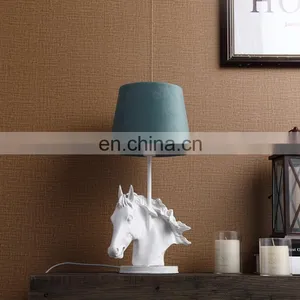 UK Fashion Design Animal Shape White Horse Resin Base Custom Bedside Lamps With Custom Logo thumbnail-2