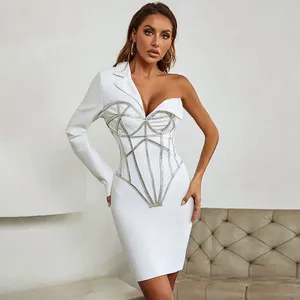 One-shoulder High-end Diamond-studded Dinner Dresses, Ladies Cocktail Party Dress thumbnail-1