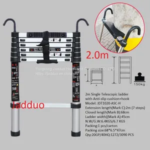 Single Telescopic Ladder With Hook+Anti-slip Cushion thumbnail-1