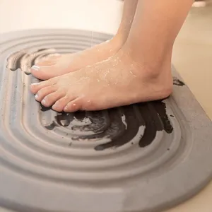 Comfortable Absorbent Special Wave Engraving Diatomite Stone Bath Mat Manufacturer thumbnail-3