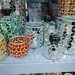 Glass Jar Glass Candle Holder Glass Vase Mosaic Vase thumbnail-4