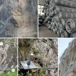 High Tensile Galvanized Hr 100 Reinforced Mesh Cheap Price Hexagonal Rockfall Net for Slope Protection Plain Weave Cutting thumbnail-5