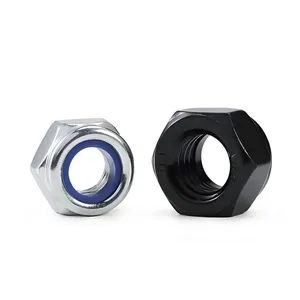 DIN 985 Metric Inch Carbon Steel Blue White Zinc Plated Furniture Insert Nut Hex Socket Lock Nut thumbnail-5