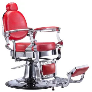 Industrial Grade Barber Chair Stainless Steel Hydraulic System 50cm Height Adjustment 360° Rotation thumbnail-2
