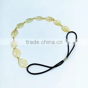 Fancy Lovely Young Women`s Gold Plated Leaves Shaped Elastic Fashion Headband thumbnail-5