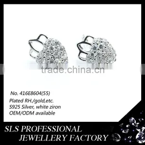 For Children Day Costume Jewelry Necklace and Earring Sets 925 Silver Strawberry Style Stud Earring for Pretty Girls thumbnail-1