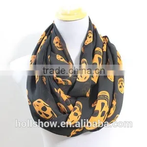 Wholesale Infinity Printed Scarf Fashion Chiffon Skull Scarf thumbnail-1
