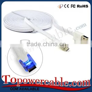 For Samsung Galaxy Led Braided Cord White Micro Usb Cable With Led Light thumbnail-1