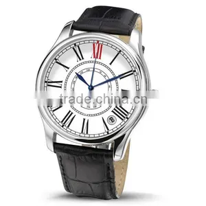 2015 Trendy Design Stainless Steel Back Water Resistant Leather Band Factory Watch thumbnail-2