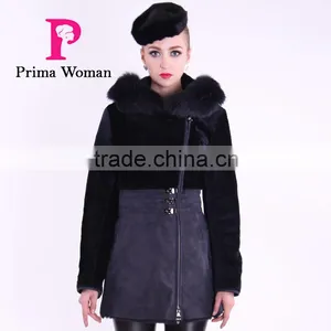 2016 New Design Medium Length Winter Women Slim Fit Woolen Coat With Belt thumbnail-1