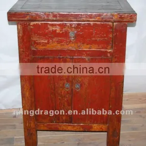 Chinese Antique Furniture Pine Red Color One Drawer Two Door Cabinet thumbnail-1