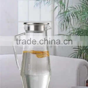Artistic Borosilicate Handmade Clear Glass Water Pot With Handle thumbnail-2