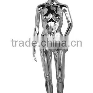 Fashion Standing Glossy Chrom Electroplating Silver Color Model Femal Mannequin Clothing Garment Display thumbnail-2