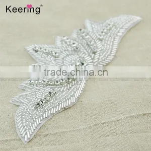Beaded Iron on Applique for Bridal Hand Bag WRA-870 thumbnail-2