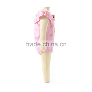Hot Sale Summer 2016 Cotton Knit Pink Gold Dots Romber Design for Baby Girl thumbnail-2