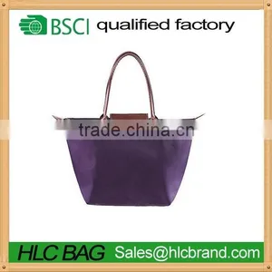 Wholesale Foldable Pouch Reusable Shopping Bags With Leather Handbag thumbnail-1