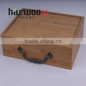 Bamboo Storage Boxes With Handle and Slid Lid thumbnail-1