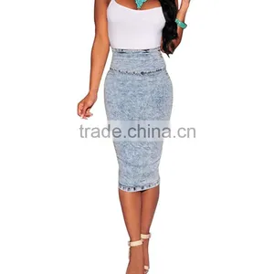 2016 Summer Fashion Women Long Tight Blue Jean Sexy Pencil Skirts thumbnail-1