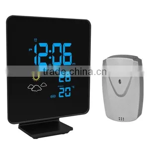 DESKTOP COLORFUL WIRELESS WEATHER STATION WITH SENSOR ALARM CLOCK, CE ROHS R&TTE and FCC Compliance S638B thumbnail-2