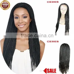 New Fashion Purely Hand Japanese Synthetic Fiber Lace Front African Braided Wigs for Black Women With Baby Hair thumbnail-1