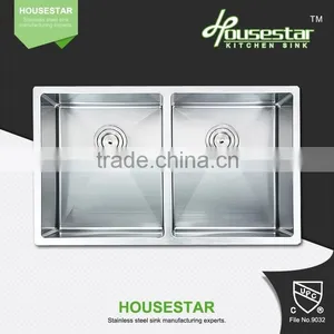 71544-3 New Product High Quality Undermount Double Bowl Handmade Stainless Steel Kitchen Wash Sink thumbnail-5