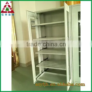 Stainless Steel Two Glass Display Sliding Door Steel File Cabinet, Metal File Cabinet thumbnail-1