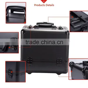 4 in 1 Makeup Trolley Black Professional Cosmetic Rolling Makeup Case thumbnail-5