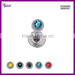 Hot Selling Fashion Gem Ball Flat 201 Stainless Steel Labret Piercing Jewelry thumbnail-1