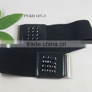 Black Acryl Diamond Elastic Trouser Belt thumbnail-1