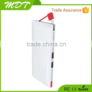 Wholesale Manufacturer Professional 10000mah Quick Charge 2.0 Built in Cable Power Bank thumbnail-5