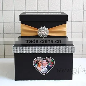 Elegant Handmade Black Wedding Cardbox With Photo Frame thumbnail-2