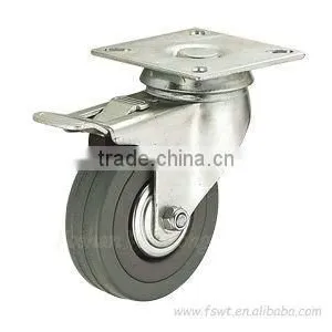 Industrial Gray PVC Caster Wheel With Total Brake thumbnail-3