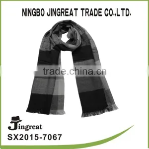 2015 Style Checked Pattern Black Gray Keep Warm Woven Scarf thumbnail-1