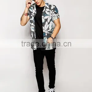 Hawaii Flower Coconut Sailing Pattern Short/long-sleeve Beach Party Shirt Menwear Soft Cotton Wholesale Vocation thumbnail-3