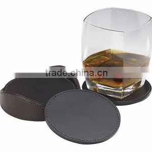 Black Leather Drink/tea Coasters thumbnail-3